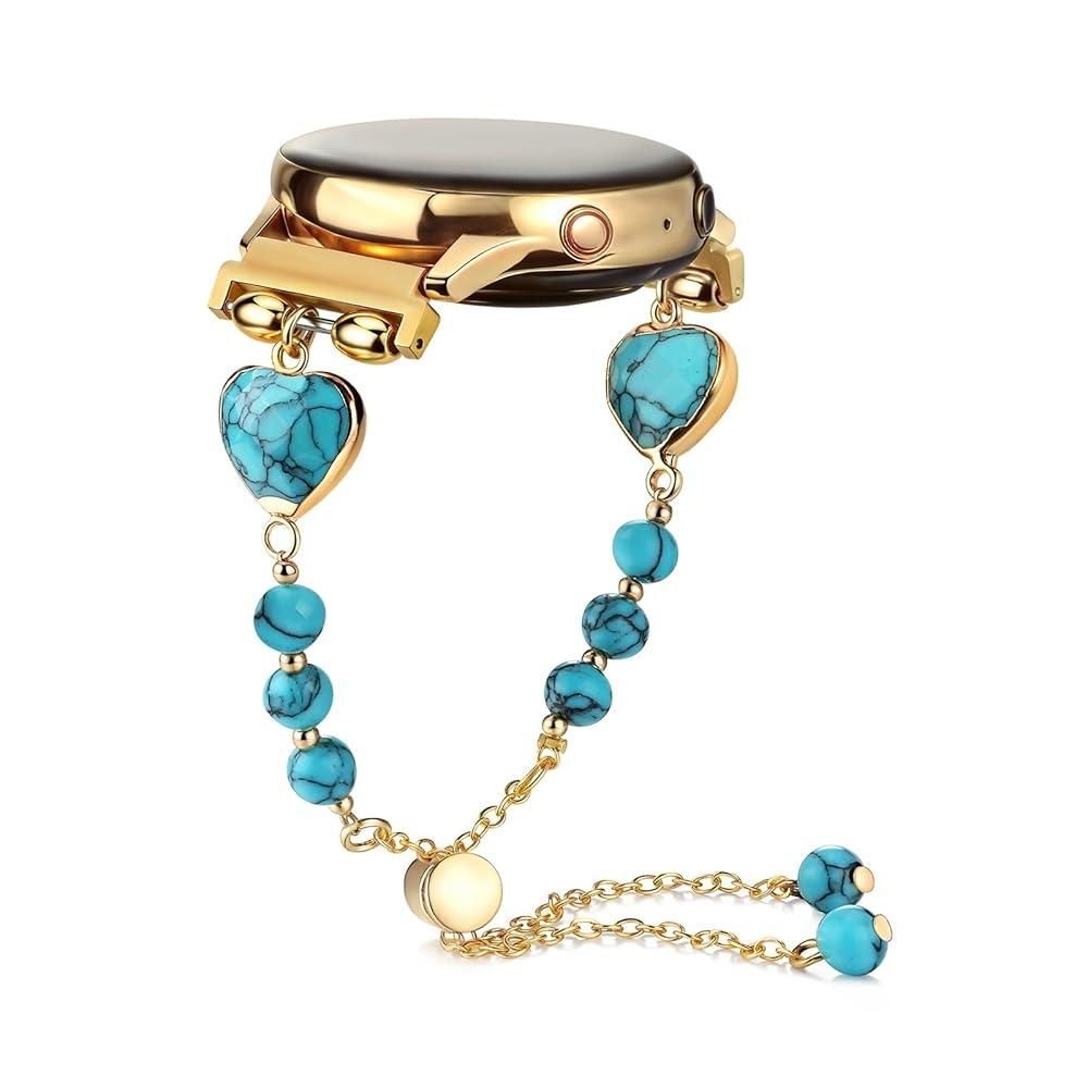 HARAVAL [해외] HARAVAL 청록색 비즈 팔찌 삼성 갤럭시 워치 7 FE 6 5 4 40mm 44mm/6 클래식 43mm 47mm/워치 프로 45mm/4 42mm 46mm/액티브 2, 20mm