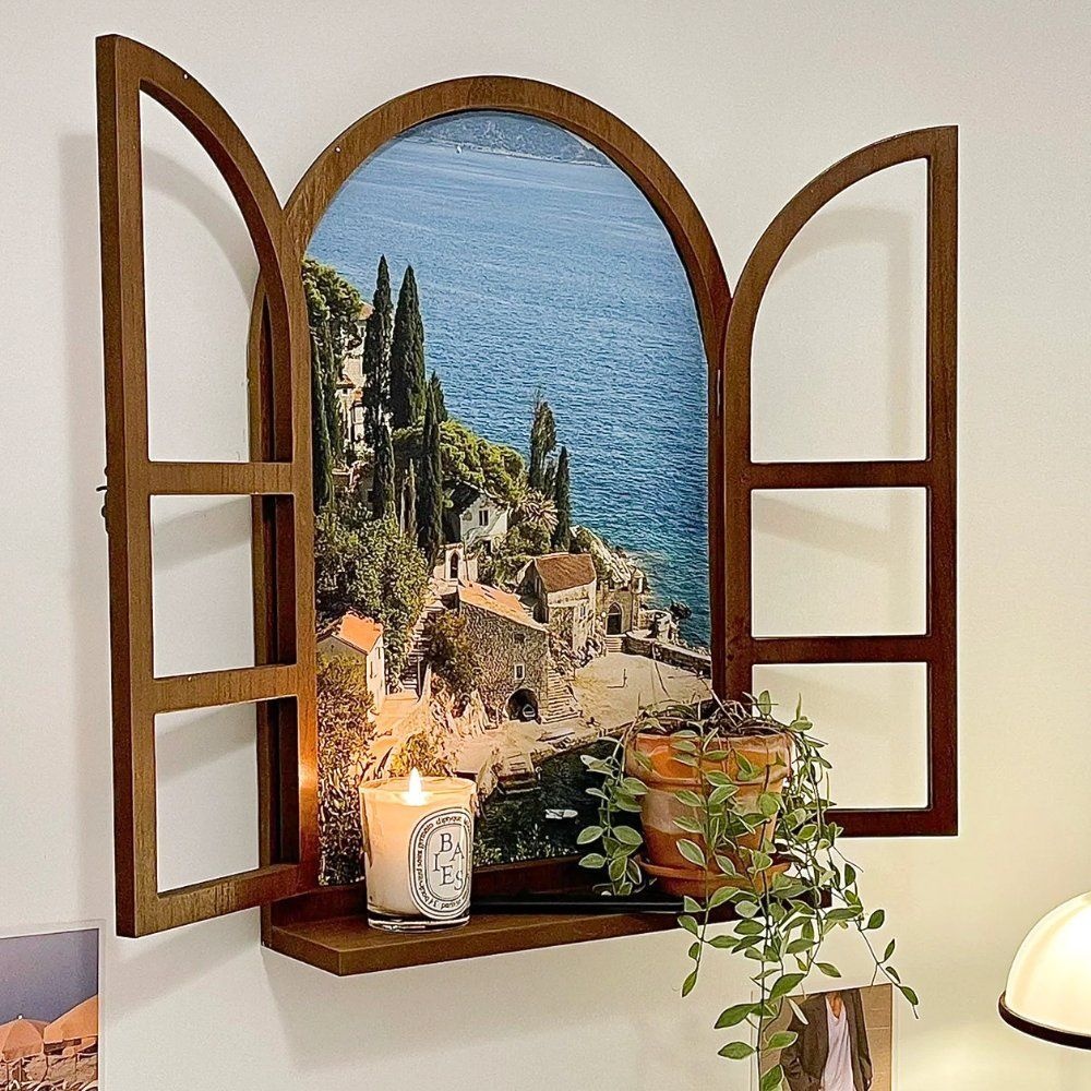 [해외] 오르비 가짜 창문 사진 모네 풍경 소품 바다 배경 벽 장식 회화 침실 인스타 에어비앤비