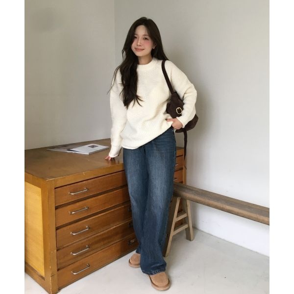 MONGDOL MONGDOL [혜진 PICK]워싱 와이드 데님 진 딥블루 MDPT060DEEPBLUE