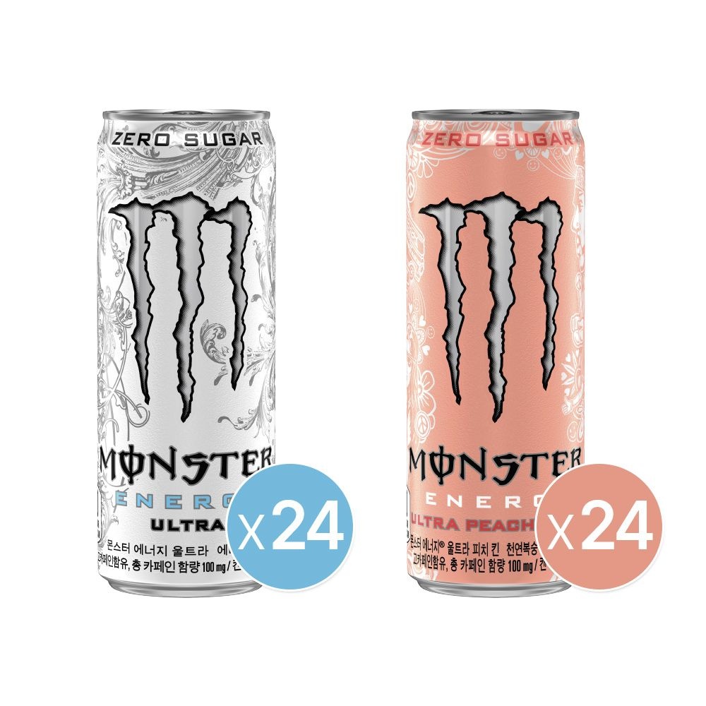 (본사직영) 몬스터 에너지 울트라 355ml 24캔+몬스터에너지 피치킨 355ml 24캔_분리배송