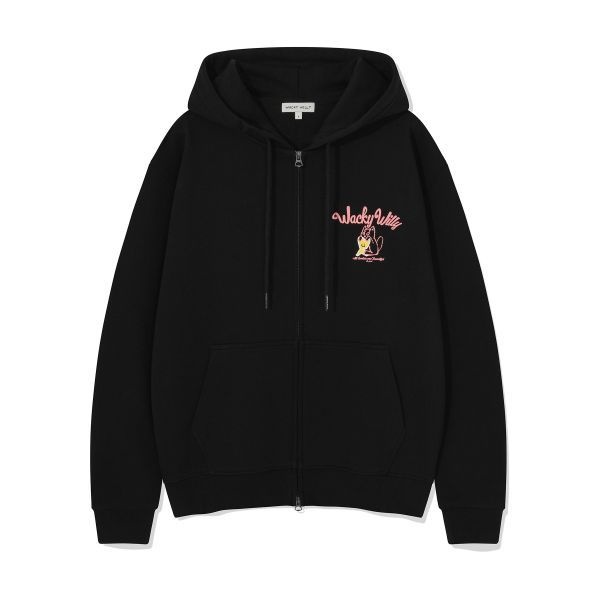 <매장정품> 와키윌리 WACKY WILLY 키키 레오 로고 후드집업 블랙 WA2501HZM1BK 468856