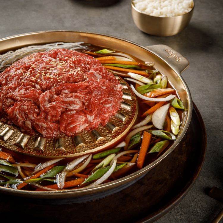 [온누리상품 상생페이백] [주왕산가든] 한우불고기 전골 밀키트 750g 3인분 불고기 육수 야채 소불고기