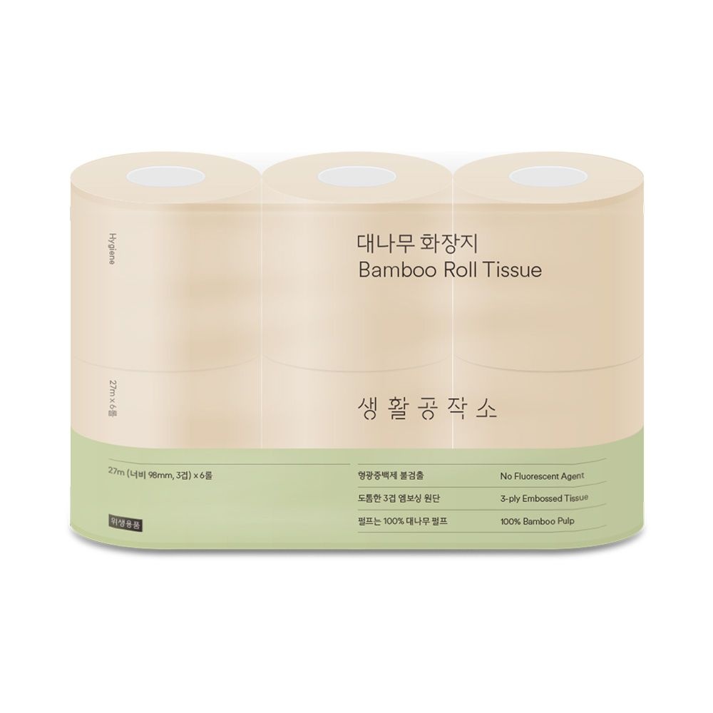 생활공작소 [생활공작소] 대나무 화장지 27m x 6롤 / (수량 선택)