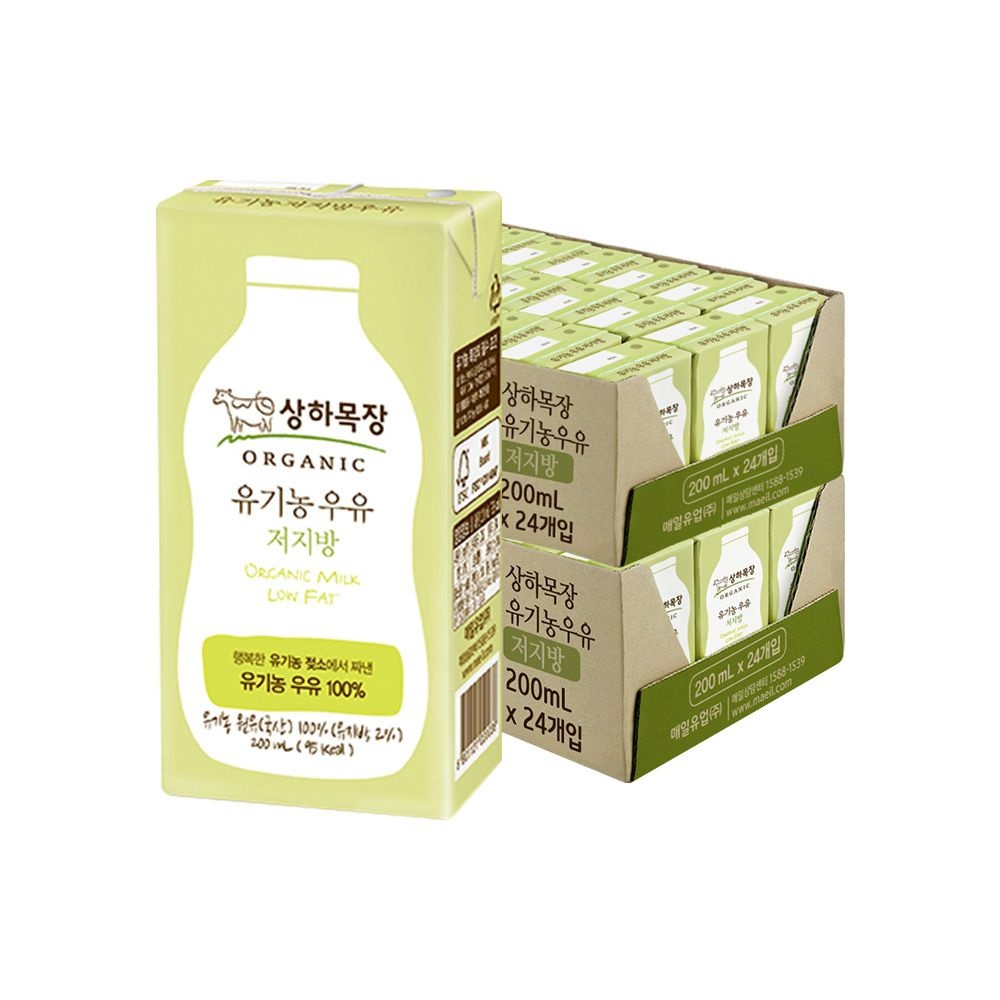 상하목장 유기농 멸균 저지방 우유 200ml 48팩/상하우유/유료배송