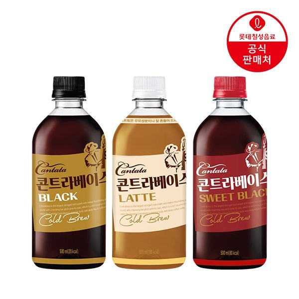 퍼스트APP더블데이(본사직영) 칸타타 콘트라베이스 콜드브루&디카페인 500ml 12펫 (콘트라베이스 라떼 500ml*12펫)