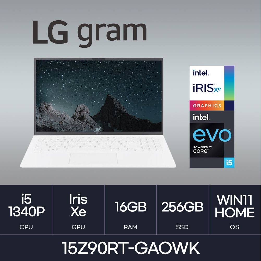 LG LG전자 LG 그램15  15Z90RT-GAOWK  W11 HOME (D5-16GB / NVMe 256GB) 사무용/학생용  HMC