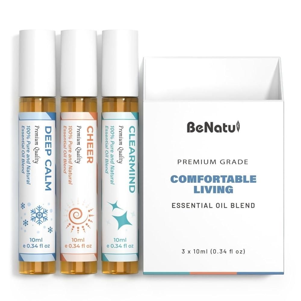 [해외] 에센셜 오일 세트 (딥 캄, 치어, 클리어마인드), 마사지, 바디 케어 및 가정용, 남성 및 여성을 위한 훌륭한 향수