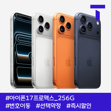 아이폰17프로맥스 256G / 109요금제 / SK번호이동 / 선택약정 / 실버 오렌지 즉시출고