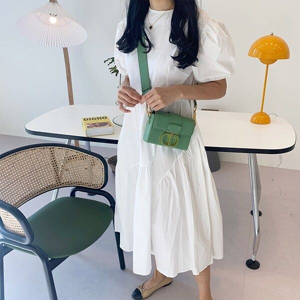 [상세설명참조] [멜로무드]멜로무드 벌룬 소매퍼프 루즈핏 셔링 캉캉 롱원피스