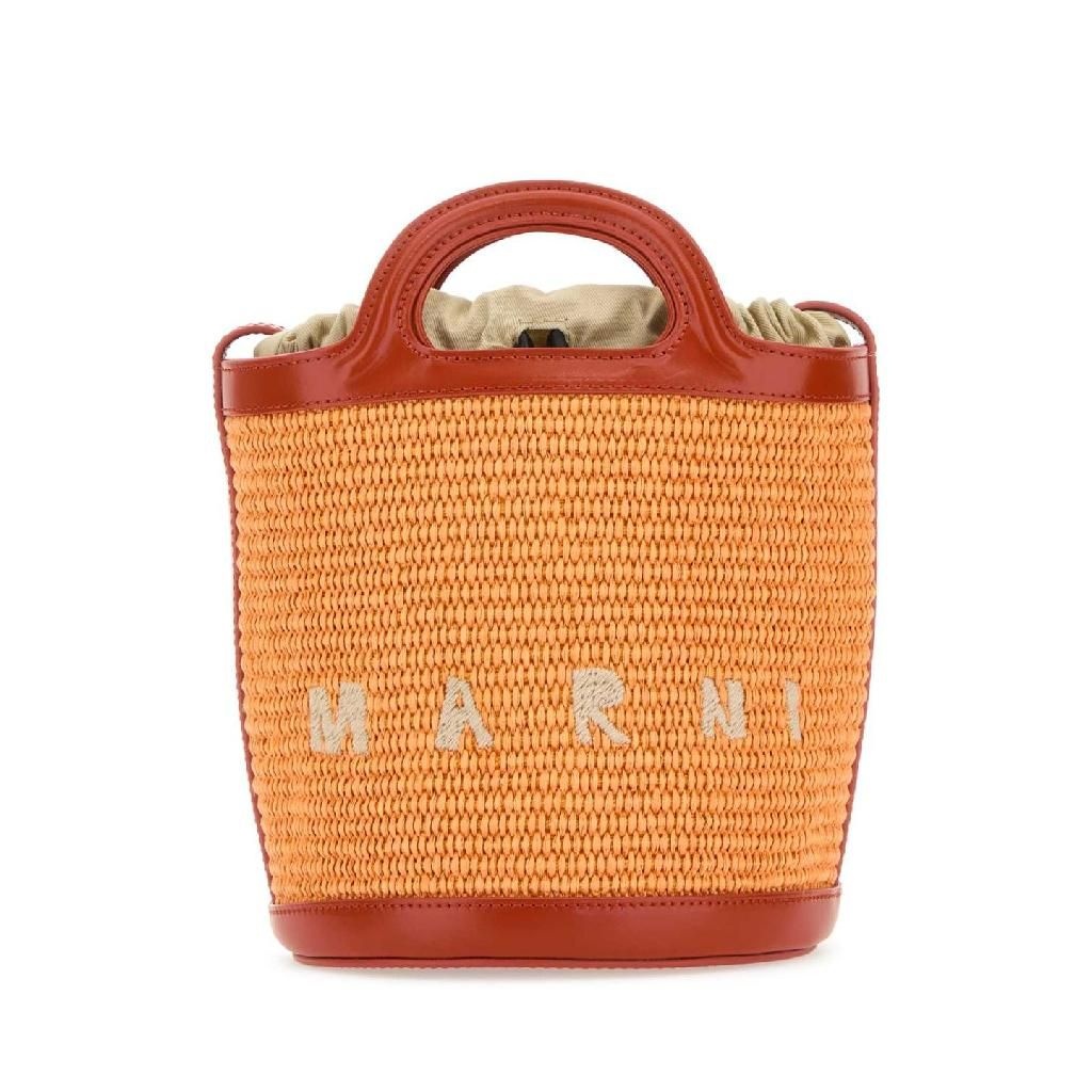 마르니 24SS Marni 투 tone 레더 and raffia Tropicalia 버켓 백 SCMP0056Q1P3860ZO709