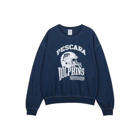 와일드동키 남녀공용 페스카라 돌핀 크루넥 맨투맨 다이드 네이비 FG-PESCARA