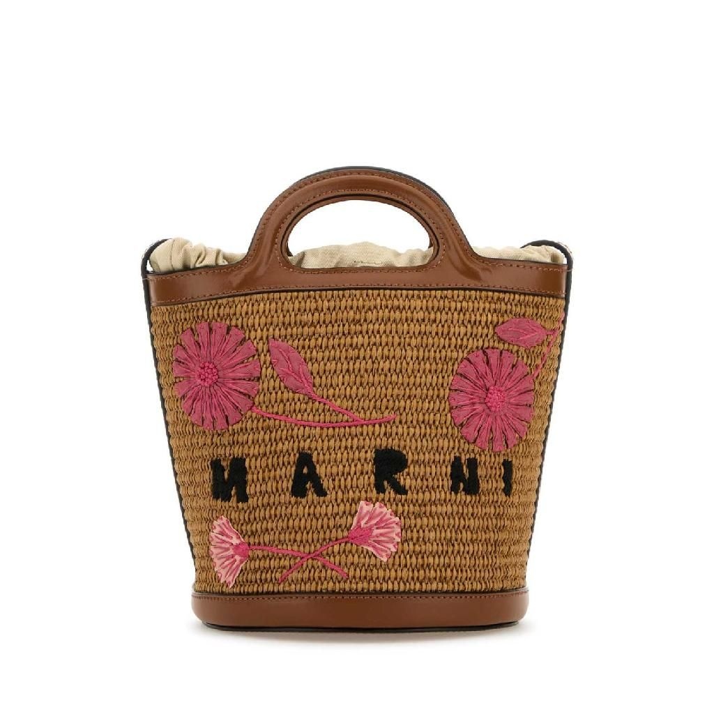 마르니 25FW Marni 브라운 raffia and 레더 Tropicalia 버켓 백 SCMP0056L7P7398ZO974