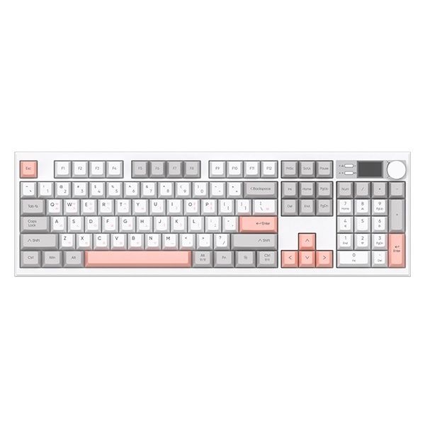 ABKO 유,무선 블루투스 기계식 키보드, AS104 핑크 그레이 조약돌 슈팅스타축