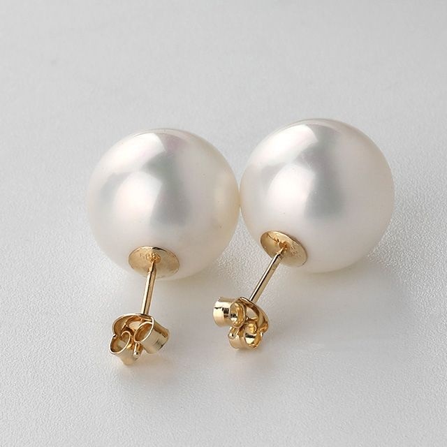 14K 진주 귀걸이 12,14mm 골드 뒷마개