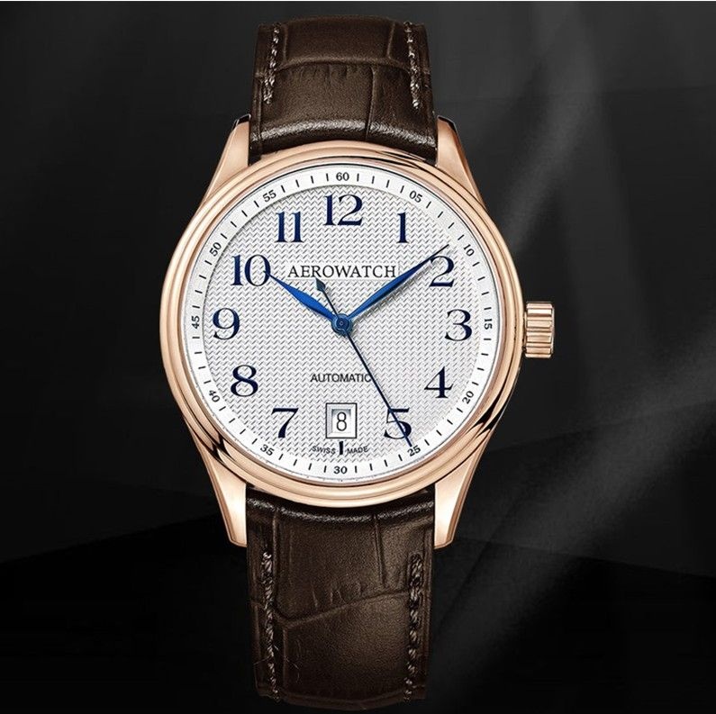 스위스 에어로워치 (AEROWATCH) S-2000 명품 남성용 손목시계 사파이어크리스탈 스틸 가죽밴드 오토메틱 방수 50M