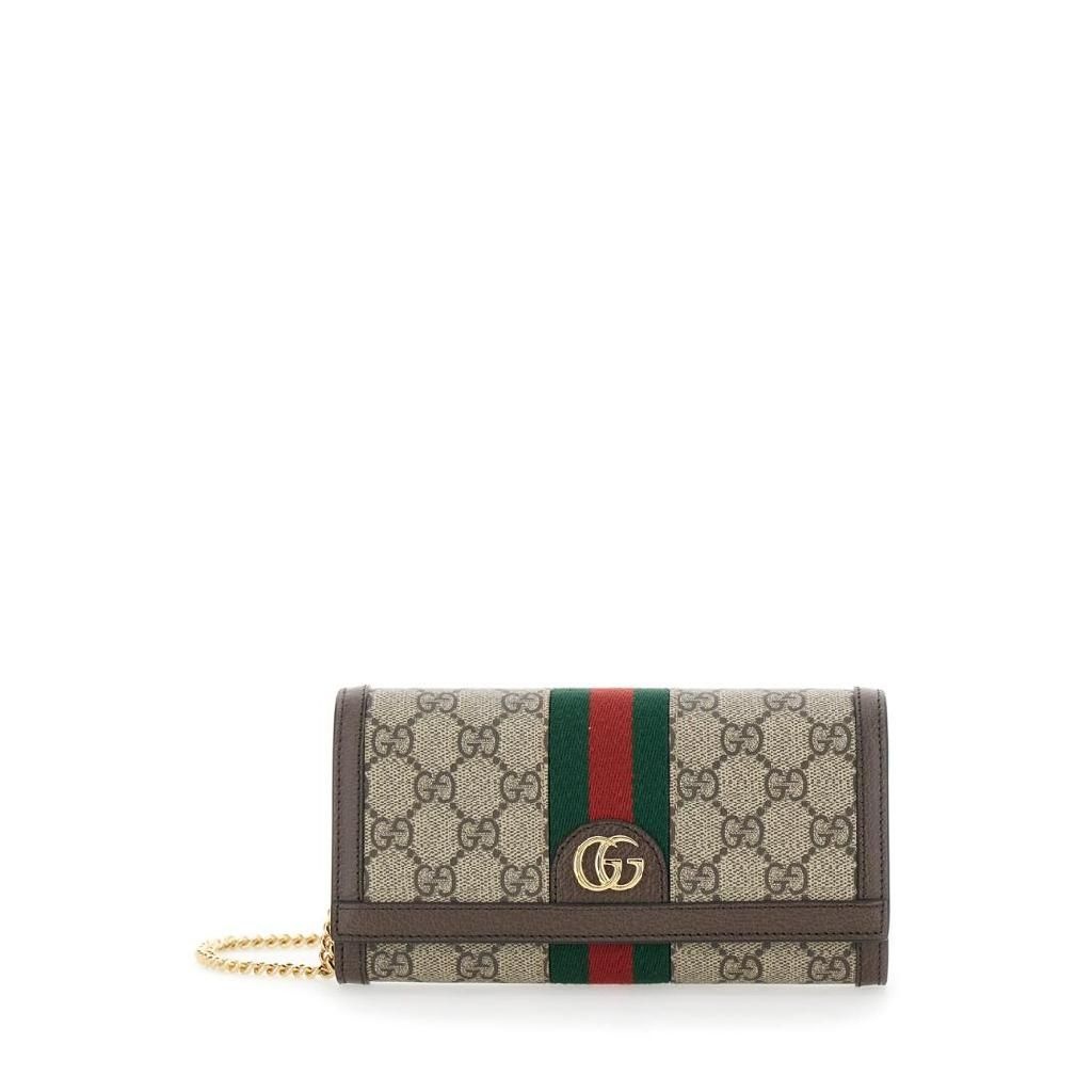 구찌 GUCCI Ophidia Beige Mini Bag with GG Plaque on the Front and Web Detail on the Front in GG Canvas and Leather Woman 77230996IWG8745
