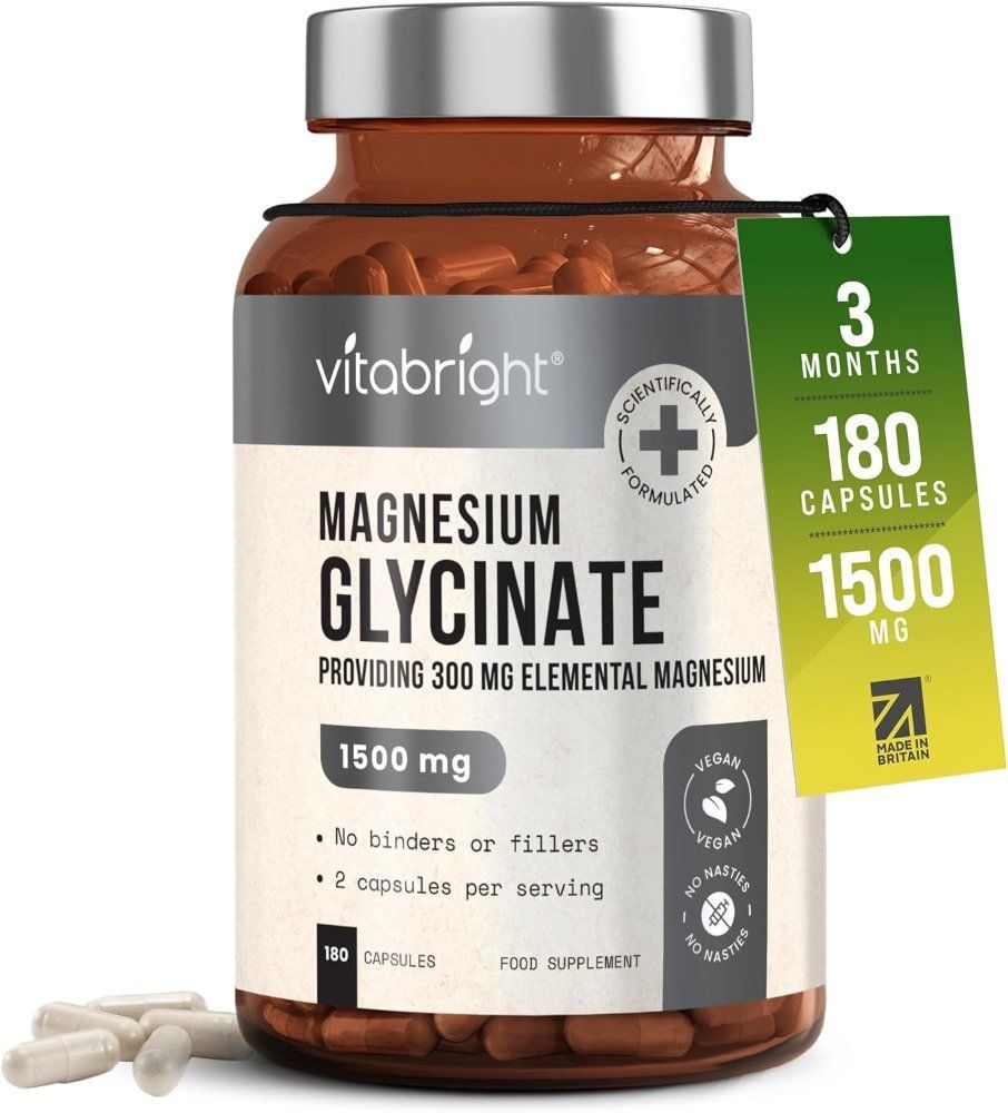 [해외] 영국 VitaBright 마그네슘 글리시네이트 하루 2정 비스글리시네이트 1500mg 180캡슐