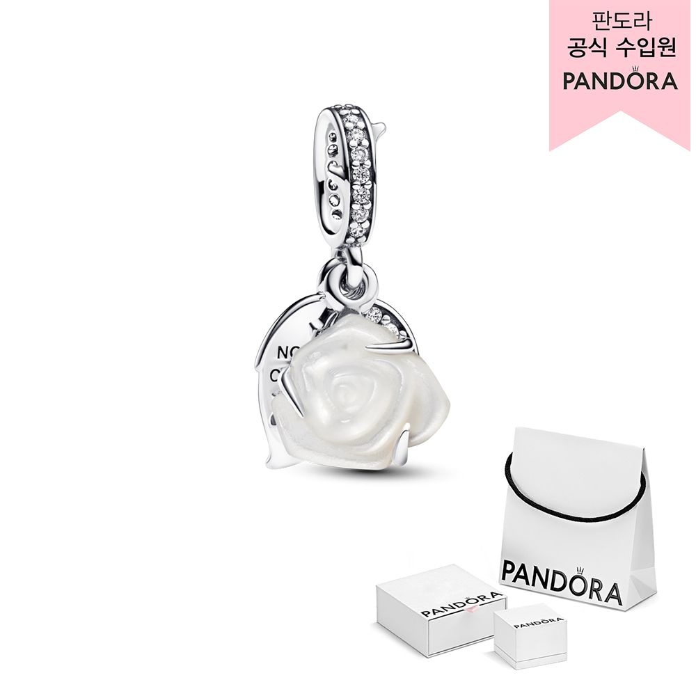 [백화점 보증서 제공]화이트 로즈 인 블룸 더블 댕글 참_793200C01