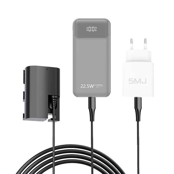 SMJ SMJ DR-E6 20W전용 끊김없는 C타입 더미 LP-E6 캐논 DSLR 상시전원 배터리 5천만보상