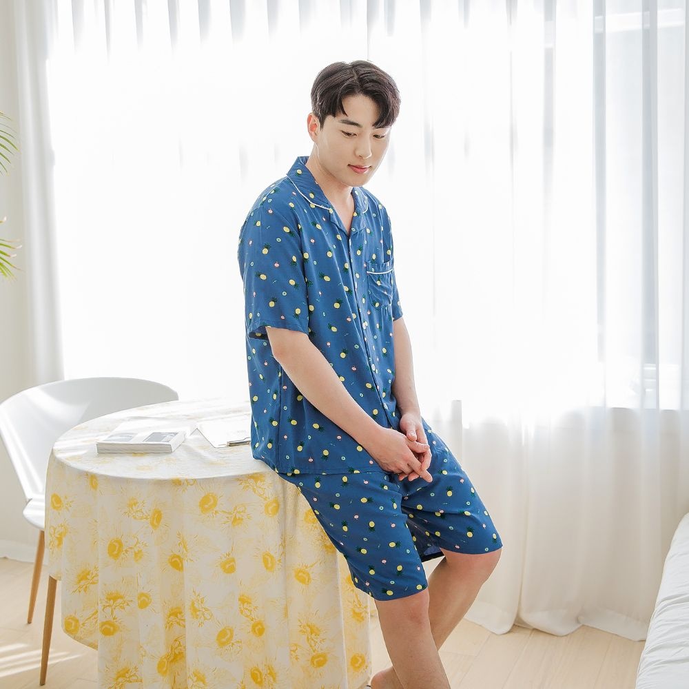 [남성잠옷]레이온 반팔잠옷SET_파인애플