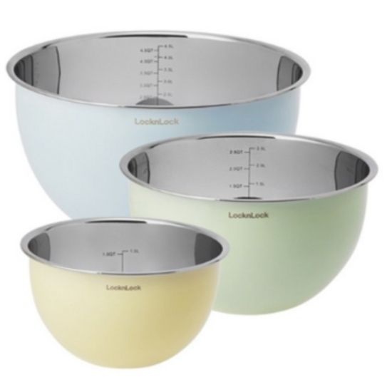 락앤락 스텐컬러 믹싱볼 3P세트 CKB001 반죽보울 야채통 과일통