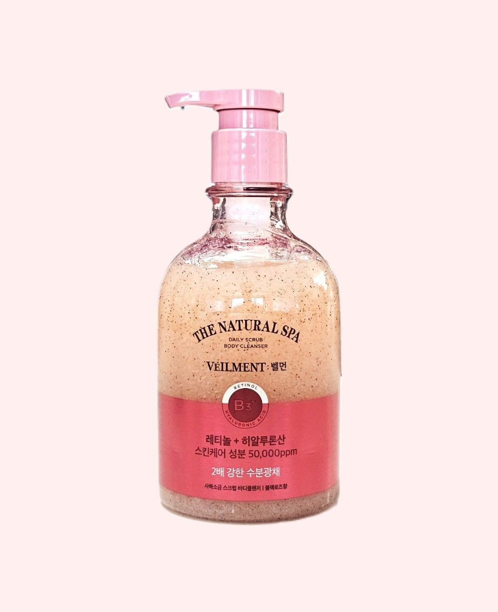 온더바디 벨먼 내추럴 스파 수분광채 사해소금 스크럽 바디워시 400ml 블랙로즈향