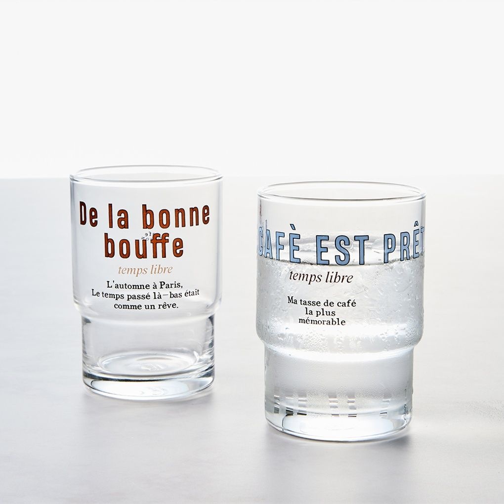 [롯데백화점] 모던하우스 프렌치레터 데일리 스택 유리컵 2P세트 245ml GA6123009-BYO LE1217673052