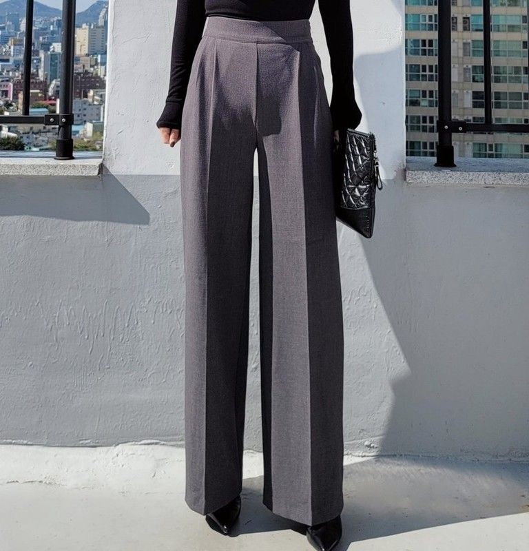 스타일나 스타일나 여성 기모 스판 라방 와이드 팬츠 모임룩 하객룩 오피스룩 정장바지 660353