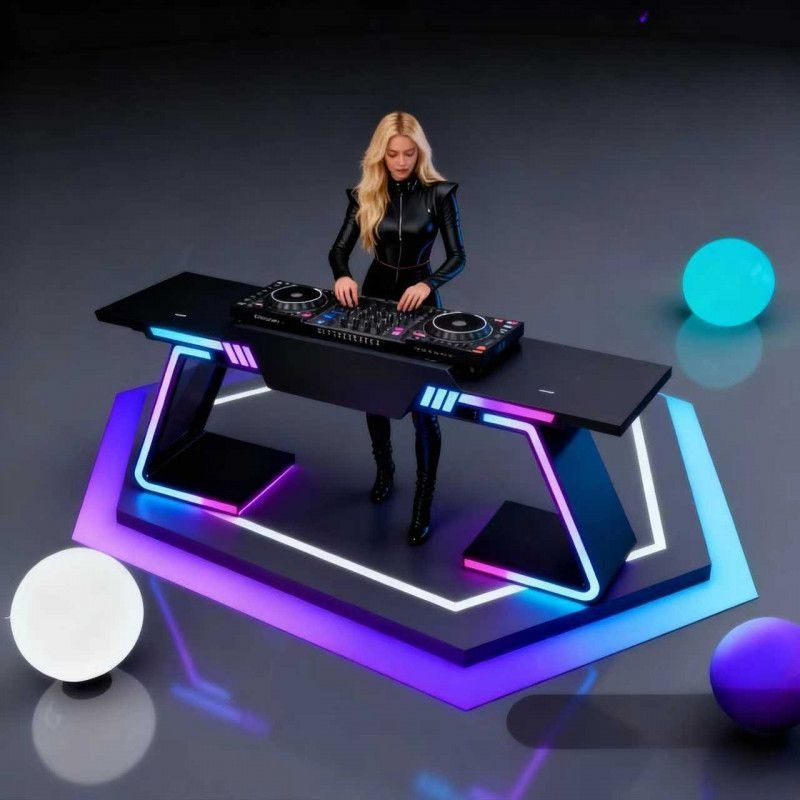 [해외] DJ테이블 디제잉 믹싱 콘솔 클럽 행사용 휴대용 DJ스탠드 나이트클럽 파티 턴테이블