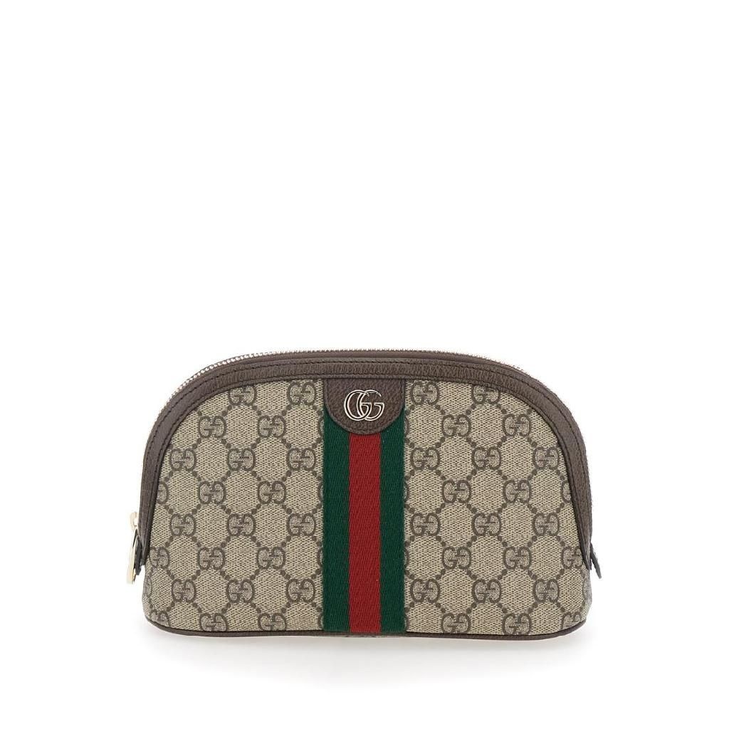 구찌 GUCCI Ophidia Beige Mini Bag with Web Detail on the Front in GG Canvas and Leather Woman 838483FAE0P9746