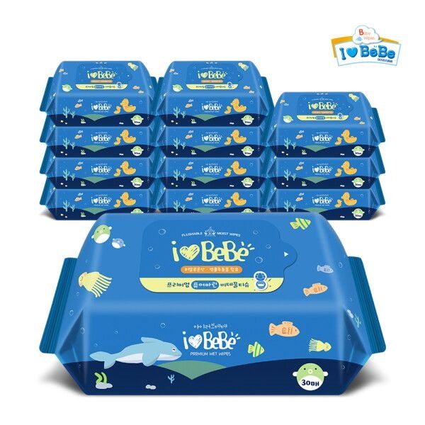 아이러브베베 [아이러브베베] 퓨어마린 30매 12팩 휴대리필형 비데용 아기물티슈