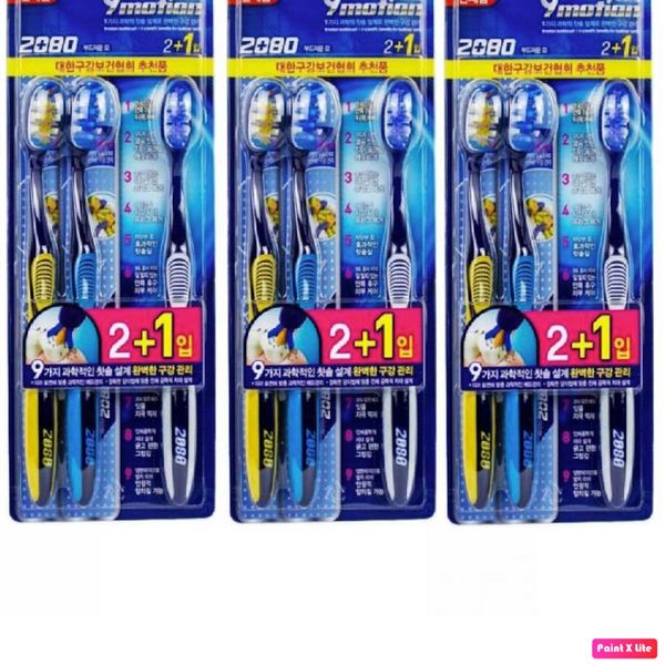 에이치플러스몰 2080 9모션앵커리스 칫솔 2+1입 3묶음(WD41459)