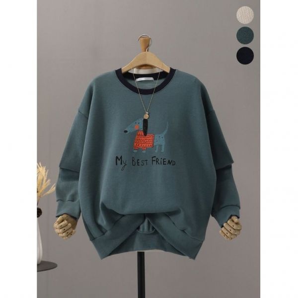 모노시크 이테르 기모 도그 배색 레터링 맨투맨_MNTG4221067089