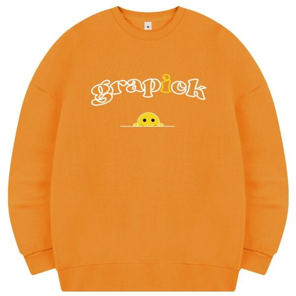 [그라픽(남성)] [그라픽][당일발송/타임특가] 그라픽 스마일그라 오버핏 맨투맨 티셔츠 커플 긴팔 빅사이즈 남녀