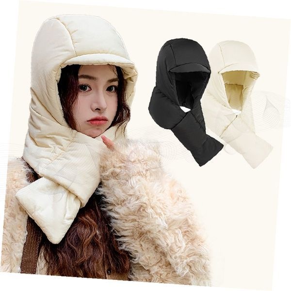 패딩후드머플러 일체형 바라클라바 겨울 방한모자 목도리 넥워머 보온 세트