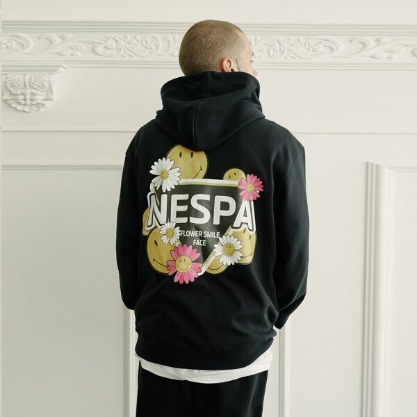 [네스파(남성)] [네스파][당일발송/타임특가] 빅삼각스마일 오버핏 후드티 후드 티셔츠 커플 빅사이즈 남녀공용 S