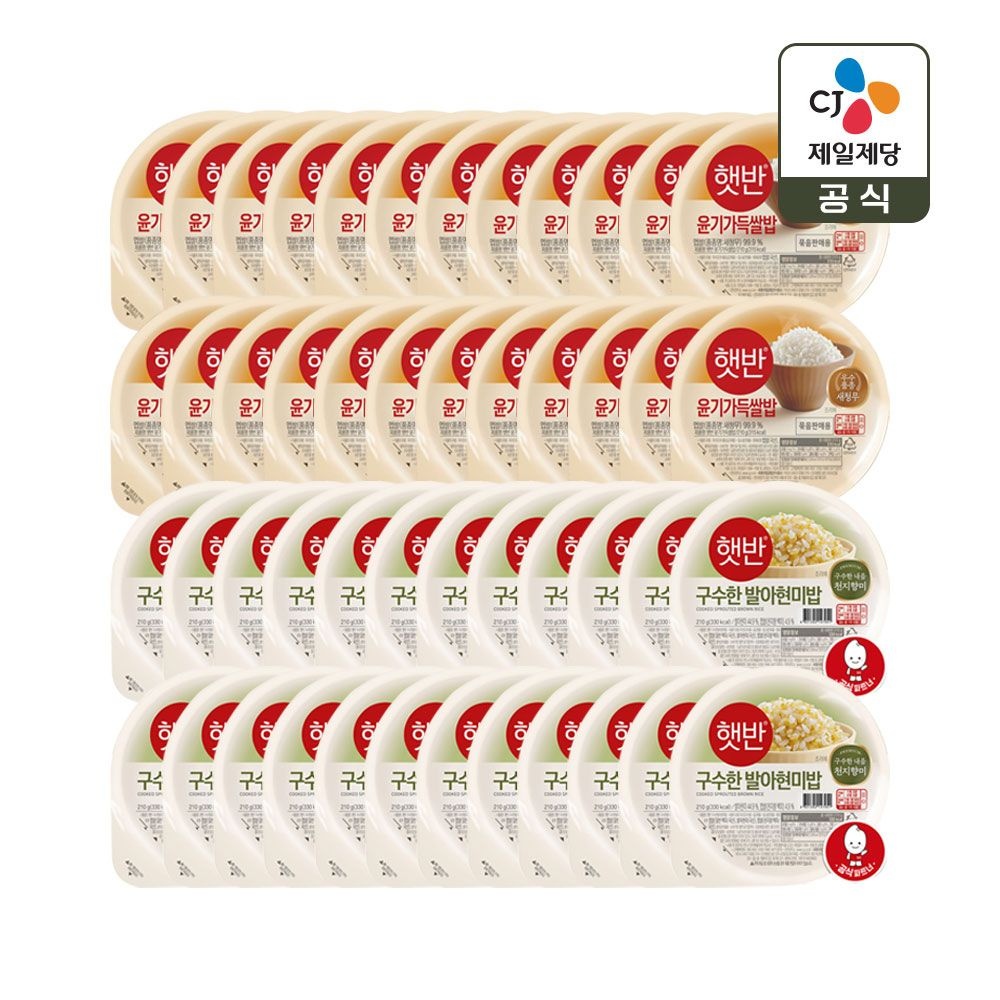 CJ제일제당 햇반 윤기가득 쌀밥 210g x24개+발아현미밥 210g x24개