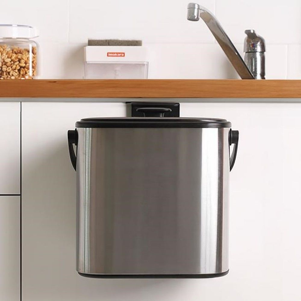 304 스테인리스 걸이용 음식물 쓰레기통 5L 싱크대용 밀폐형 냄새차단 분리형 내부통 주방용