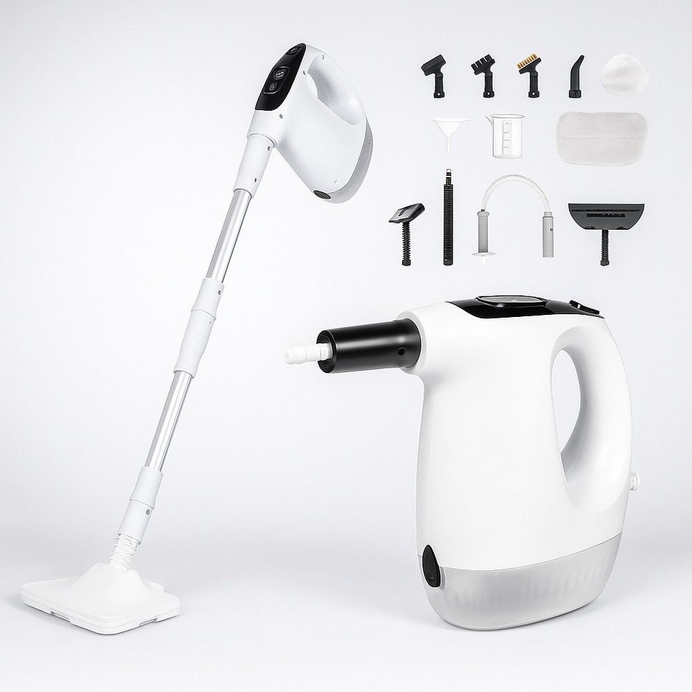 [해외] 가정용 전기식 스팀 걸레청소기 1500W 고온 핸디형·스틱형 겸용 바닥·타일·욕실·주방