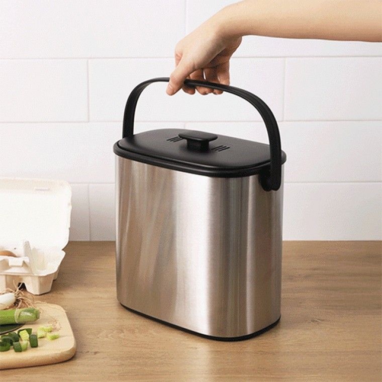 304스텐 음식물쓰레기통 5L 싱크대 냄새차단 위생 휴지통