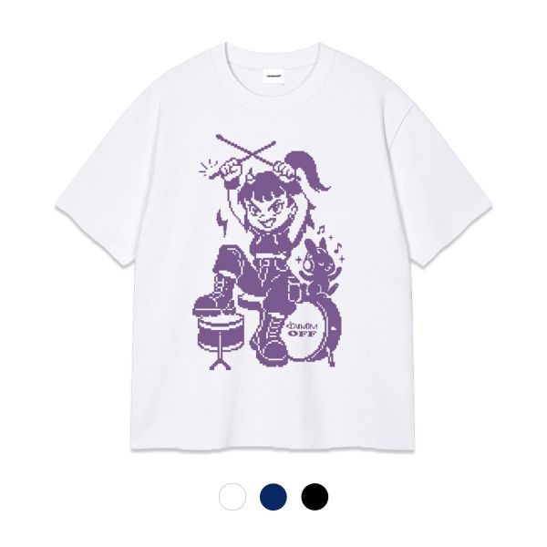 정품 랜덤오프 픽스 PixEL DRUM KID 오버핏 티셔츠 (3컬러)