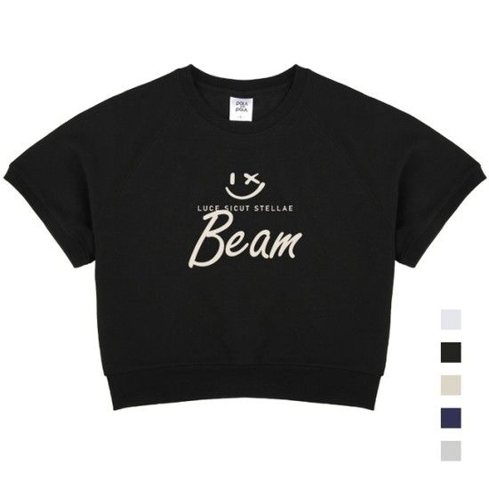 상품상세참조 스마일빔 나그랑 크롭 반팔 맨투맨 5컬러