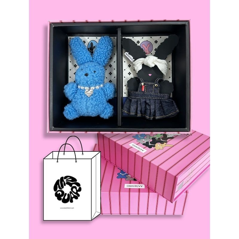 QUARTEVV Toto Denim dress Gift-hot blue(가방키링 선물패키지)