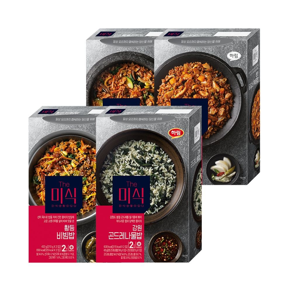 [APP전용] [The미식] 비빔밥/볶음밥 4종 골라담기 2+2 (황등/전주/곤드레/닭갈비) 총 4팩 (황등비빔밥 420g 2개)