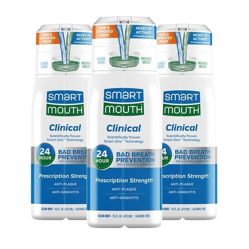 SmartMouth 액티베이티드 클리니컬 마우스워시 잇몸 건강 상쾌한 민트 473ml 3개
