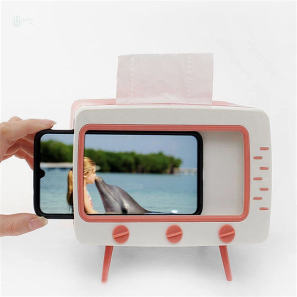 유쎌몰 스마트폰 거치 티비 휴지케이스(핑크) 업소용냅킨케이스 냅킨통