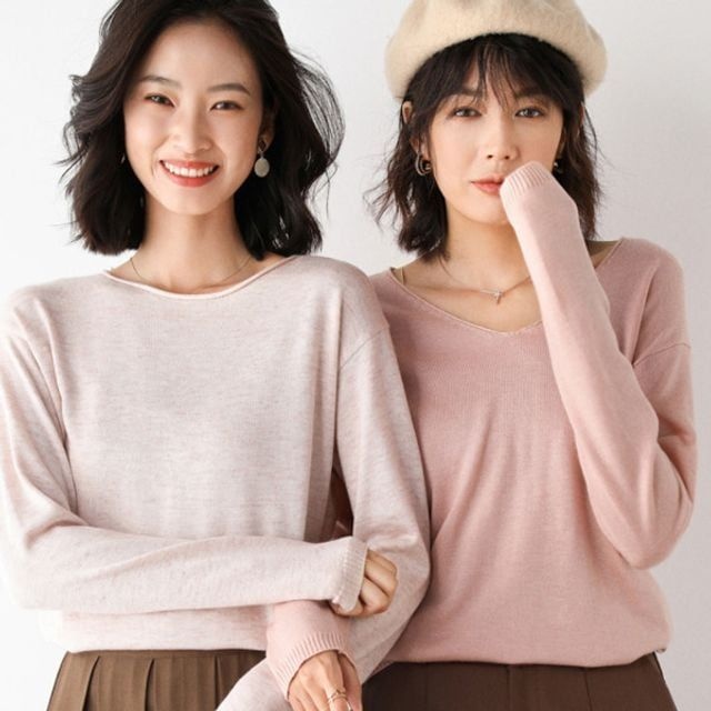 10컬러 데일 가을 기본티 브이넥 가벼운 니트티 이너 남여공용