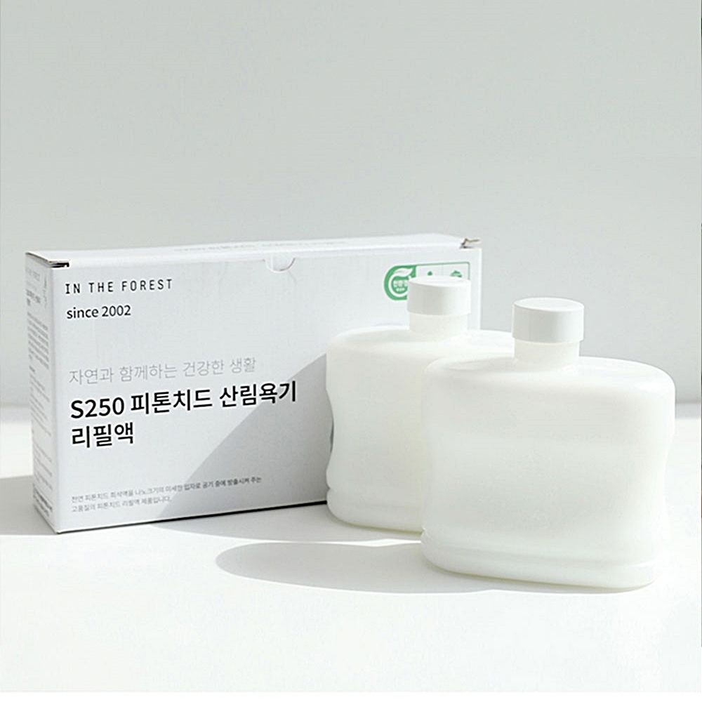 숲에서 S200 S250 피톤치드 휘산기 산림욕기 향기로운 천연 편백 리필액 600ml 4통