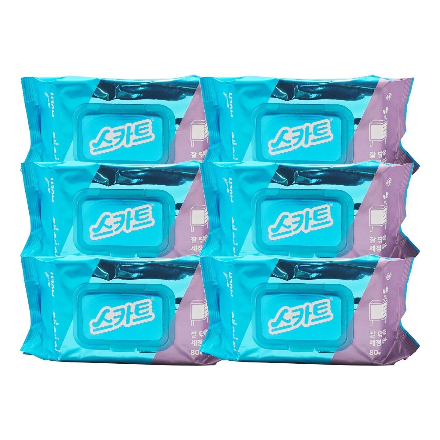잘 스카트 닦이는 세정티슈 80매x6개 세정 다용도 기름때제거 위생 주방 편리한 청소 티슈