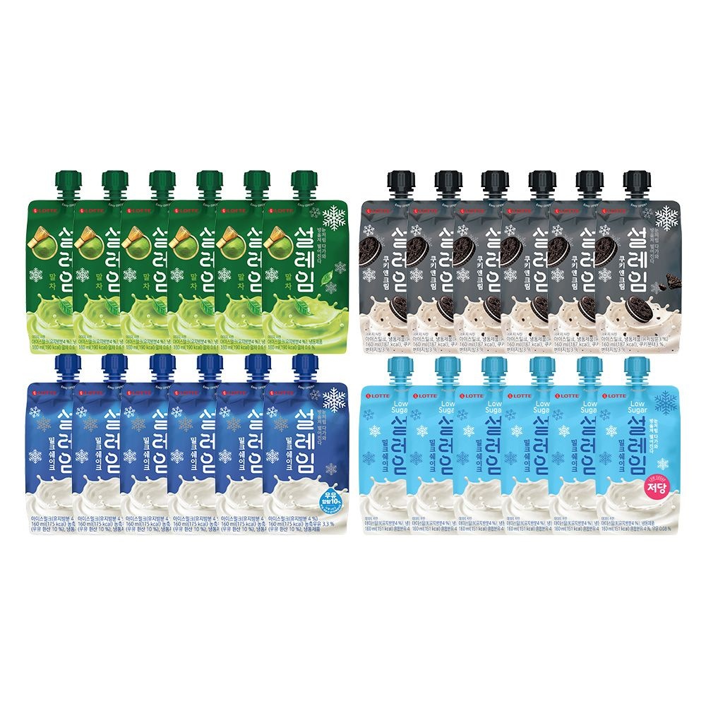 [롯데백화점] 롯데웰푸드 설레임 말차x6+밀크쉐이크x6+쿠앤크x6+밀크쉐이크저당x6 LE1219770141